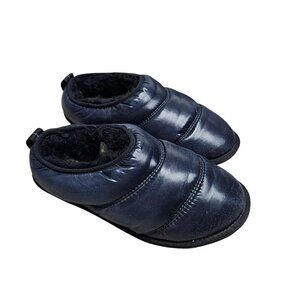 Sorel Womens Puffer Slip-On Slippers Navy Black Sherpa Lined US 8 EU 39 Gorpcore